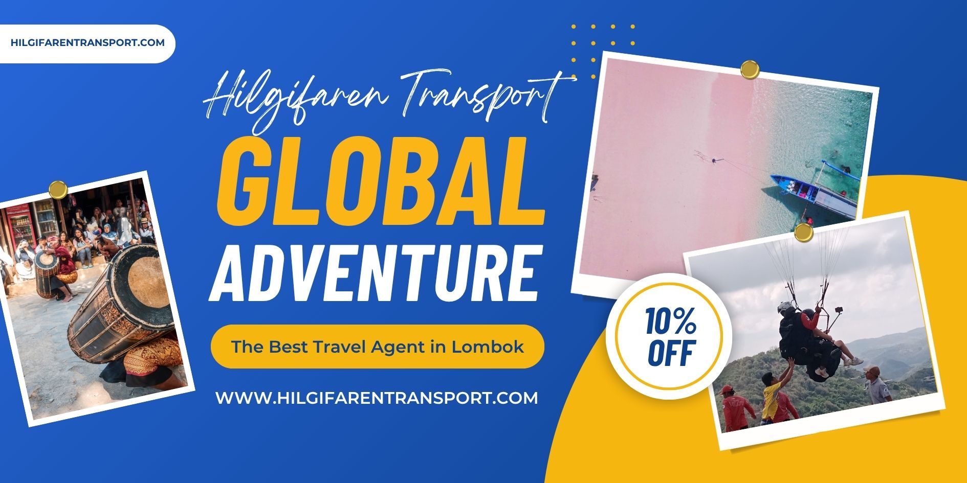 Blue and Yellow Modern Creative Travel Agent Banner Landscape